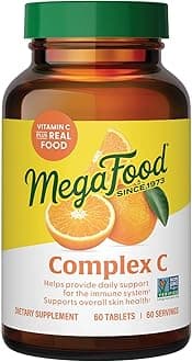 MegaFood Complex C - Vegan Vitamin C Immune Support Supplement, Vitamin C Supplement Made with Real Food Including Orange, Cranberry & Brown Rice, Gluten-Free - 60 Tablets, 60 Servings