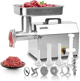 Paladin Equipment #22 Electric Commercial Meat Grinder Machine, 17 lbs Per Minute, 1.5 HP Heavy Duty Stainless Steel Meat Grinder with Sausage Stuffer, Ideal for deer processing, Pet Food, Heavy Use