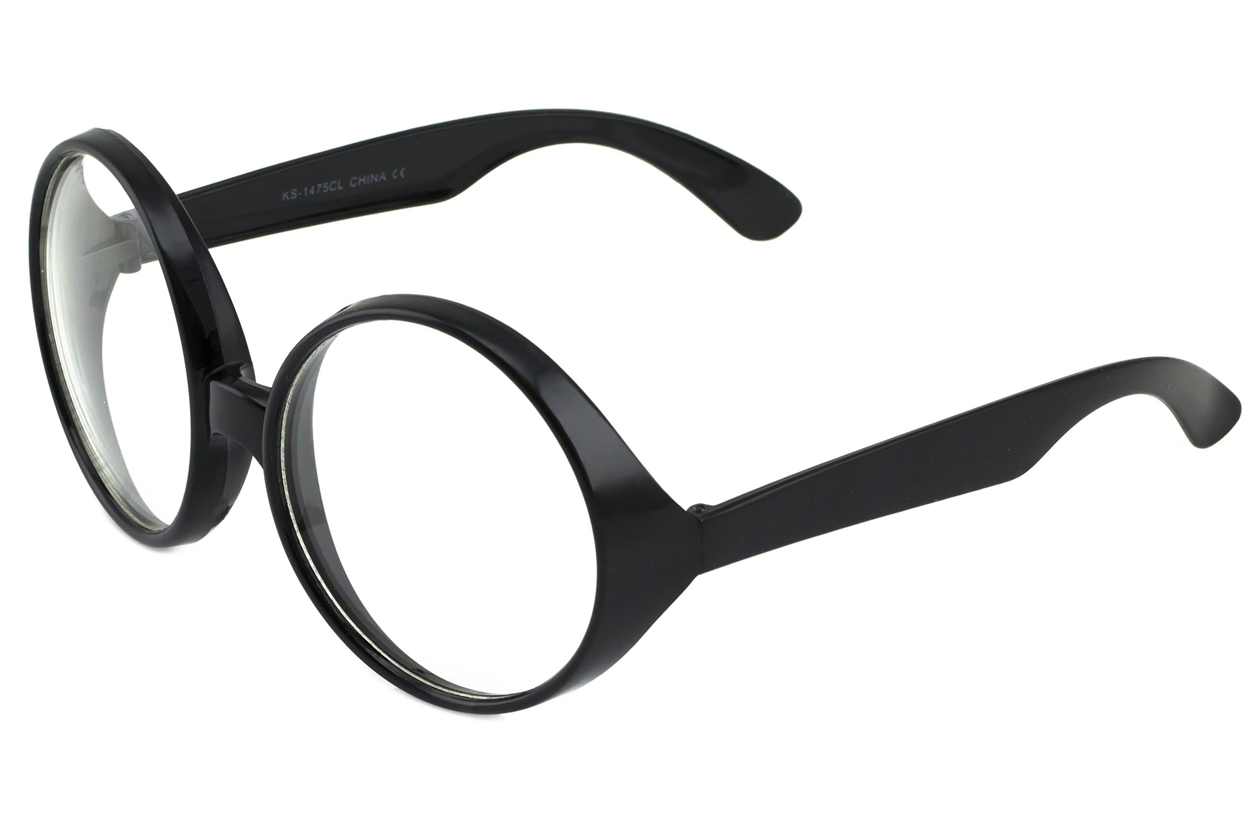 Super Large XXL Oversized Thick Frame Circle Round Clear Lens Glasses