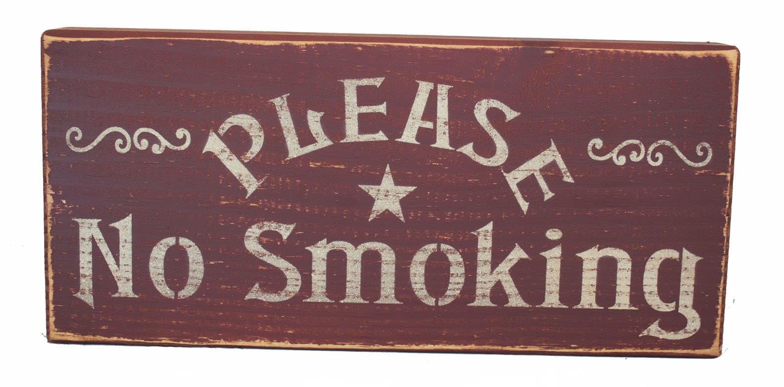 Please No Smoking Distressed Wood Block