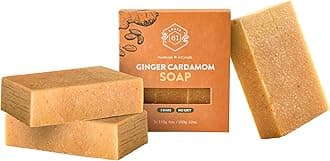 Handmade in Canada, Plant Based Natural Bar Soap Cold Pressed For Face & Body, w/Premium Essential Oils, For Men & Women 3 Pack (Ginger Cardamom)