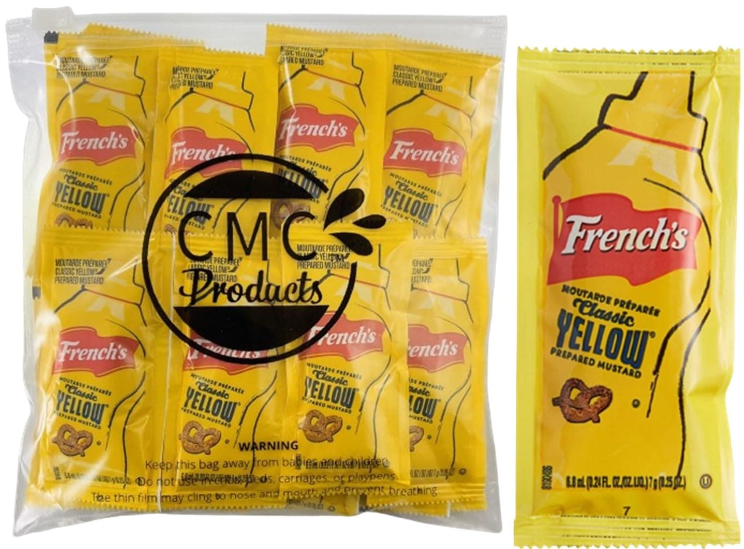 Gift Set: Mustard Packets (5.5g) – 25 Count with Spreader in Food-Safe Resealable Bag by CMC Products (approximately 25 packets)