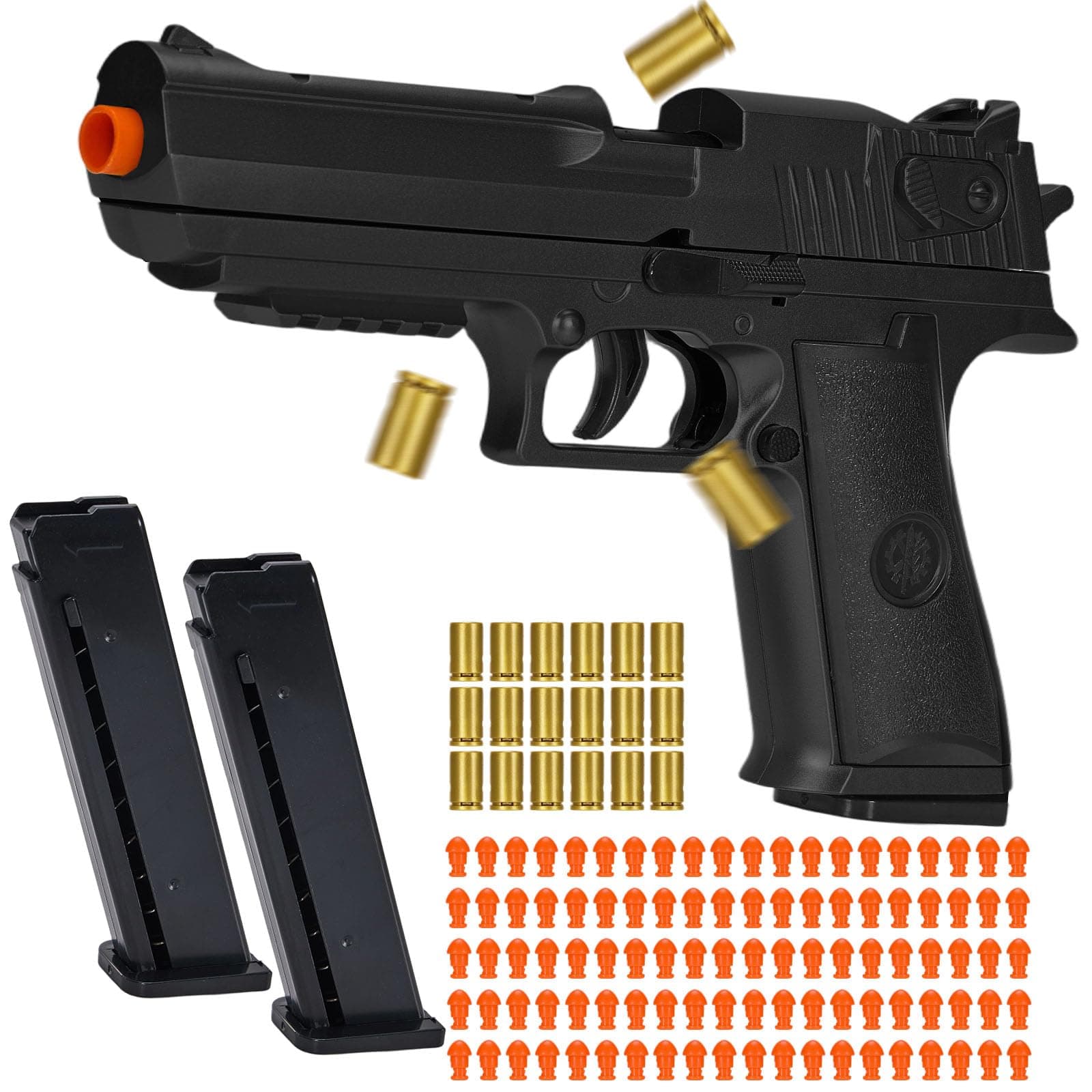 Automatic Shell Ejecting Toy Gun with 100 Soft Bullets,Realistic Toy Gun Pistol,Christmas Birthday Gifts for Kids Adults Boys Age 8+(Black)