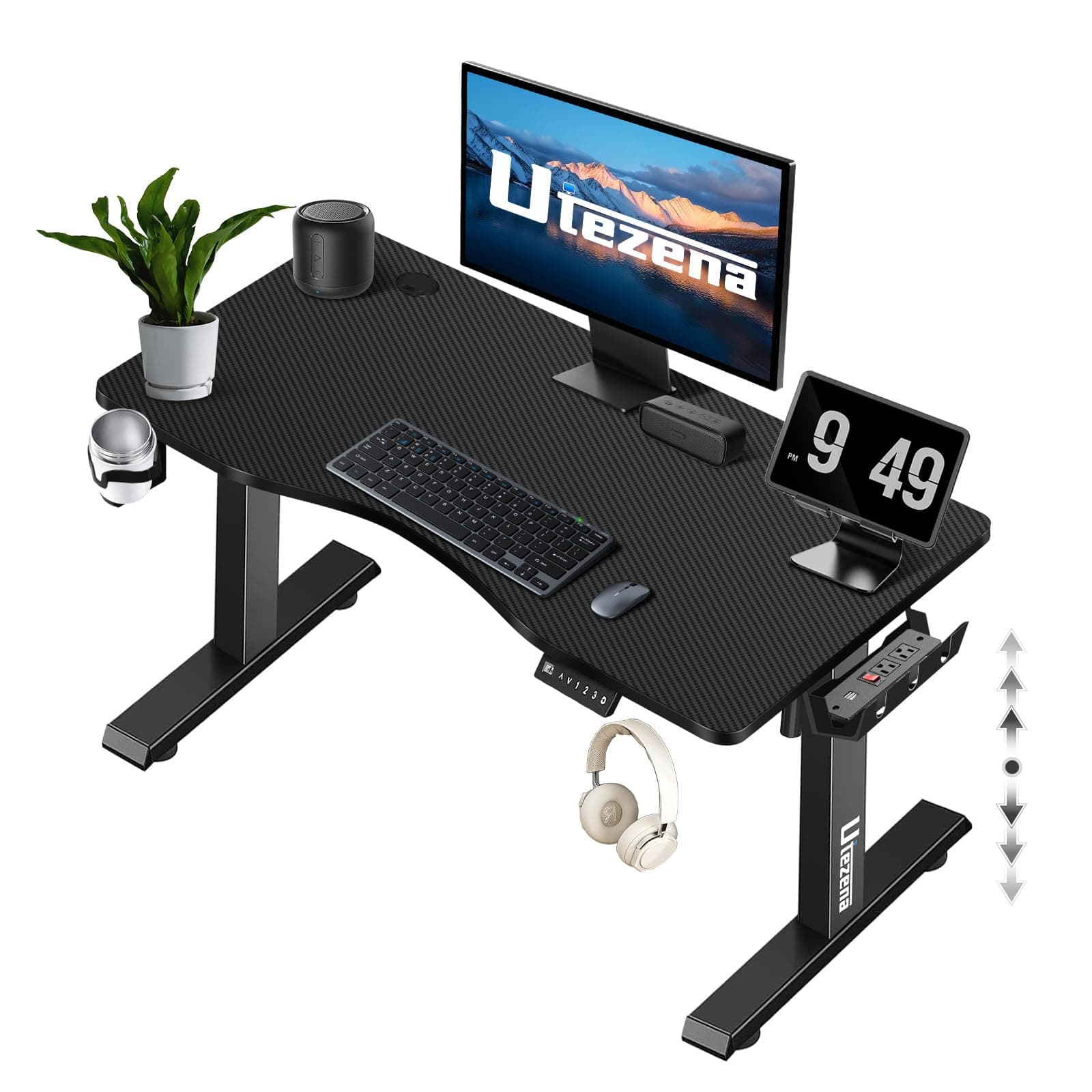 Height Adjustable Standing Desk, Electric Sit Stand Up Computer Table for Home Office Work- Ergonomic Workstation with One-piece Top, 3 Memory Presets, Cable Management