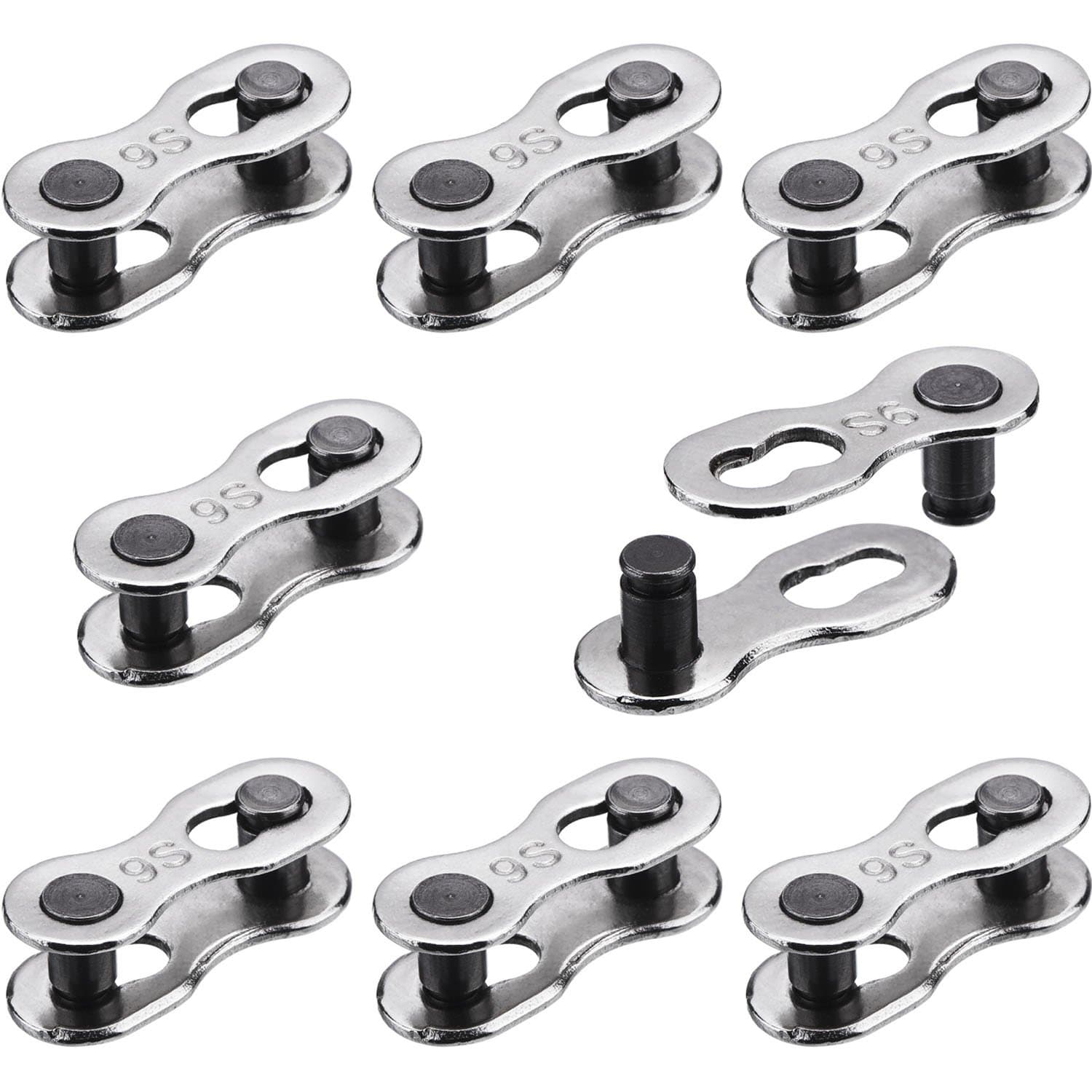 Hotop8 Pairs Bicycle Missing Link for 6, 7, 8, 9, 10 Speed Chain, Silver, Reusable (9 Speed)