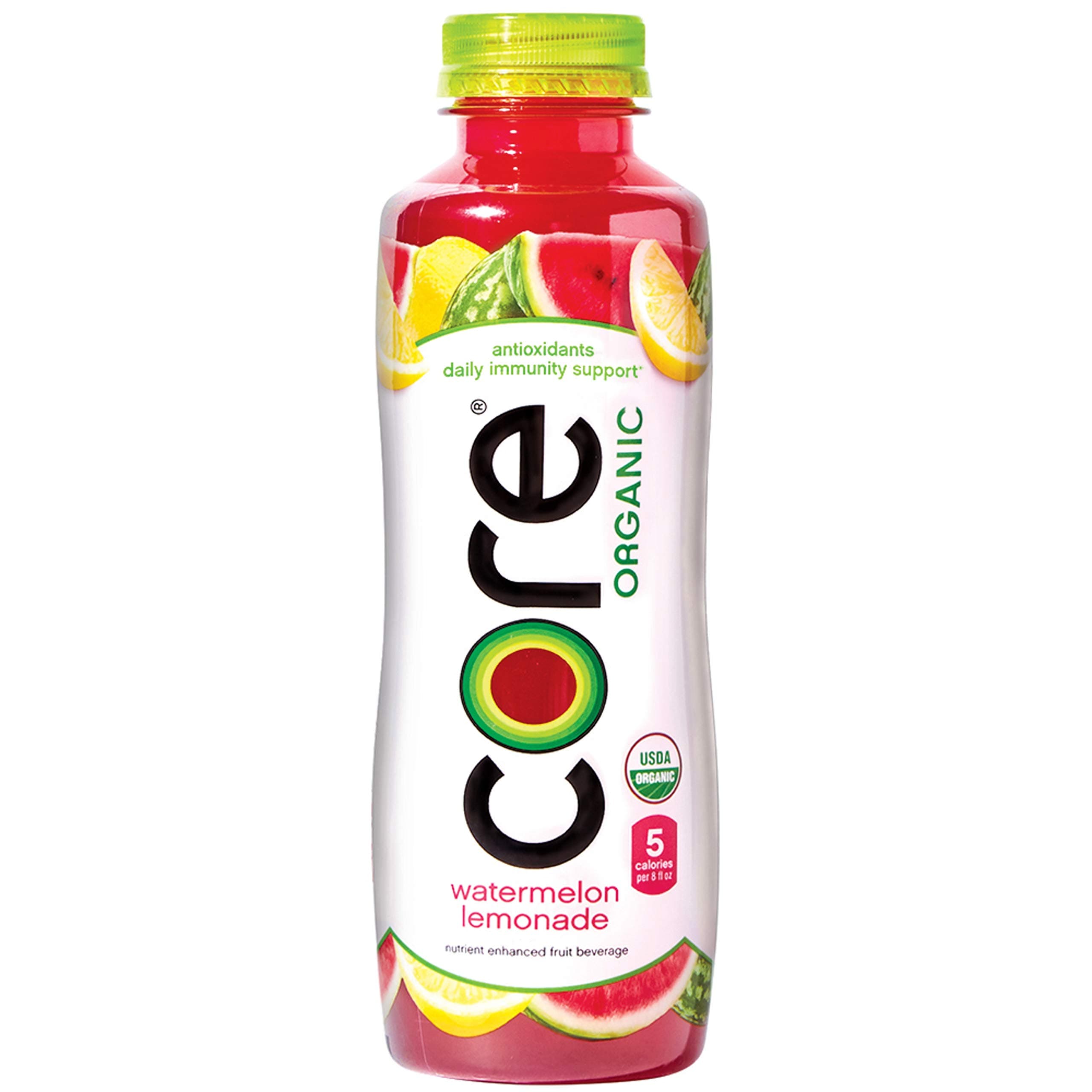 Core Organic CORE Organic, Watermelon Lemonade, 18 Fl Oz (Pack of 12), Fruit Infused Beverage, Vegan/Gluten-Free, Non-GMO, Refreshing Flavored Water with Antioxidants, Great For Immunity Support