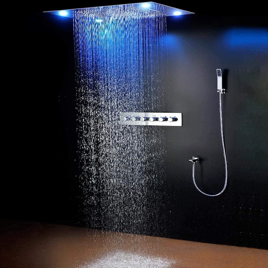 Cascada Luxurious Recessed Large LED Waterfall Rainfall Shower System (Brushed Nickel)