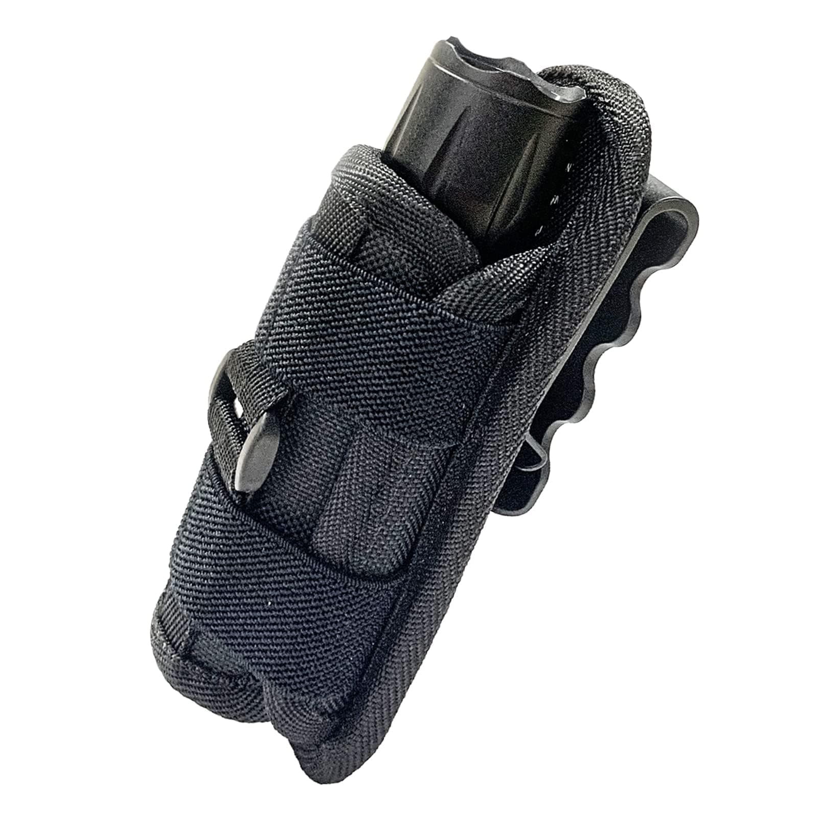 NALACAL Rotatable Tactical Flashlight Pouch Holster, Durable Flashlight Holder with Belt Clip Tactical Torch Carry Case with 360 Degree Carabiner Reel Clip for Camping Hiking Climbing Hunting