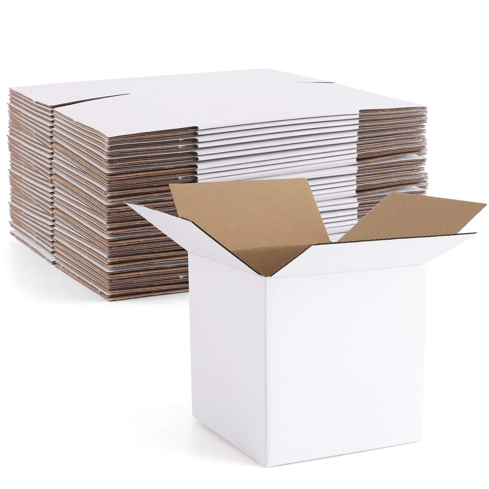 Eupako 5x5x5" Cardboard Box Mailers 25 Pack White Cube Corrugated Small Shipping Boxes for Mailing