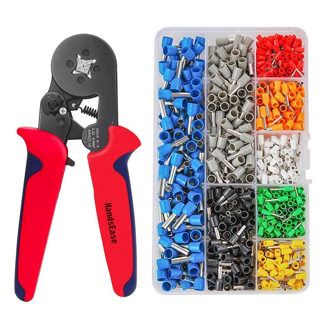 Wire Crimping Tool Kit, HandsEase Ferrule Crimping Plier Tools with 800pcs Wire Ferrule Terminals Kit Insulated 0.25-6.0mm², AWG 23-10 Crimp Tool Kit for Wiring Projects (crimper 1)
