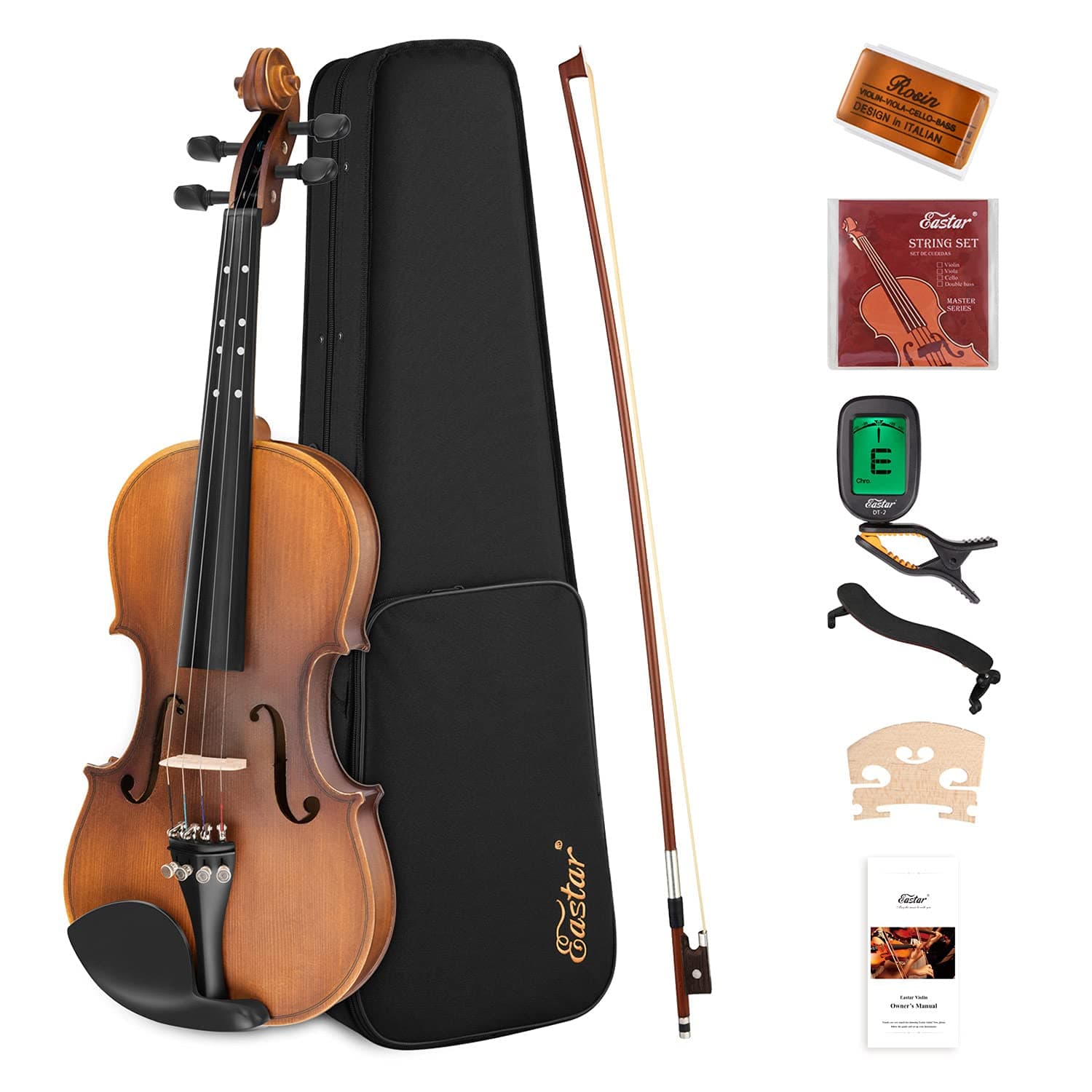 Eastar EVA-3 4/4 Violin with learning point in fingerplate with inlay,matte