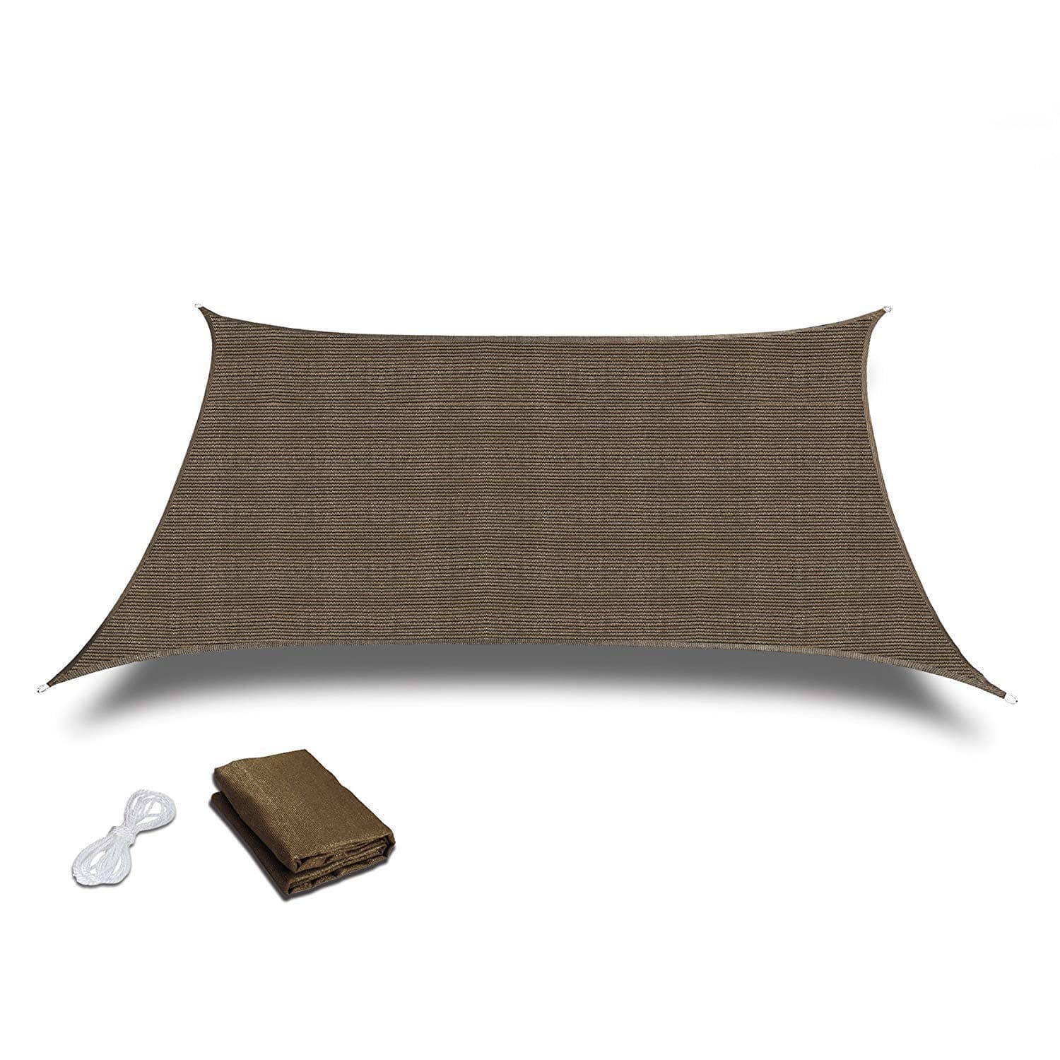 Petra's 26 Ft. X 20 Ft. Rectangle Sun Sail Shade. Durable Woven Outdoor Patio Fabric w/Up to 90% UV Protection. 26x20 Foot. (Brown)