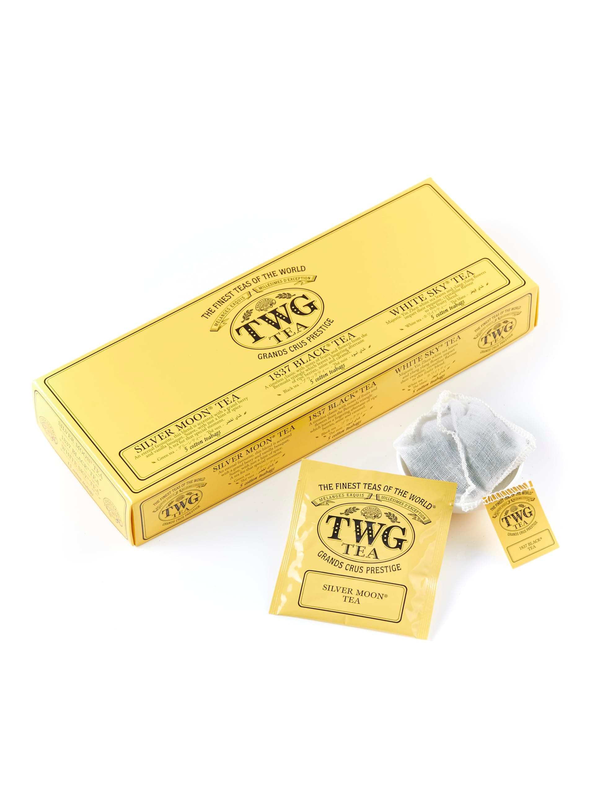 TWG Tea | Moon & Sky Selection | 3 Varieties | Exclusive Tea Blends | 15 Hand Sewn Cotton Teabags | Gift Set
