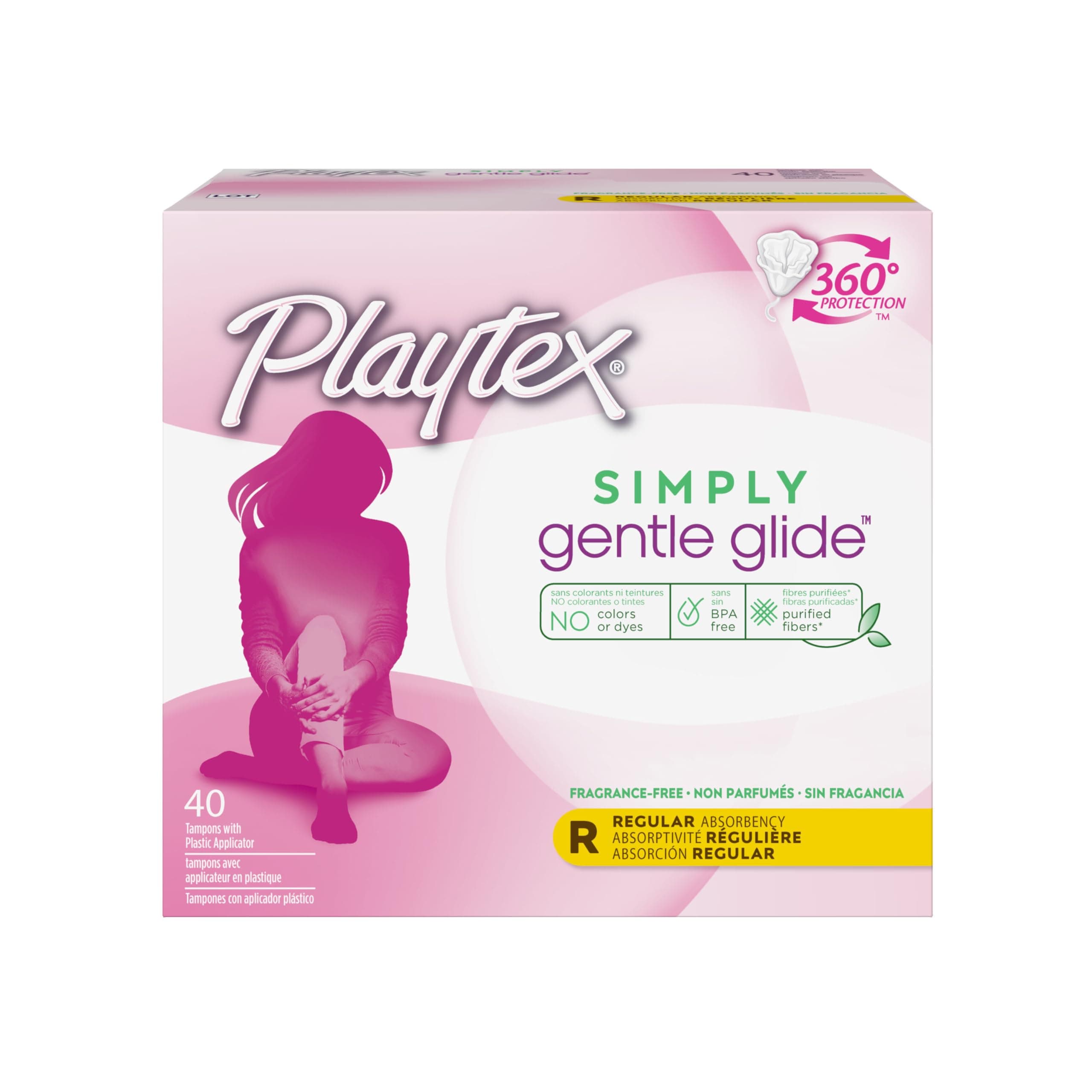 Gentle Glide Tampons with Triple Layer Protection, Regular , Unscented - 40 Count