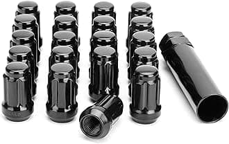 - 20pcs 12mmx1.5 Spline Lug Nuts for Camry Fusion Focus Civic CR-V, M12x1.5 Aftermarket Wheel Lugnuts Compatible with Toyota Honda Ford 5 Lug Rims, Alloy Steel Black Truck Nut with 1 Socket Key