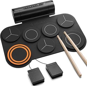 Donner Electronic Drum Set, 7 Pads Roll Up Quiet Electric Drum Built-in Speaker, 40 Lessons Included, Kids Holiday Christmas & Birthday Gift Instrument Toys (DED-20)