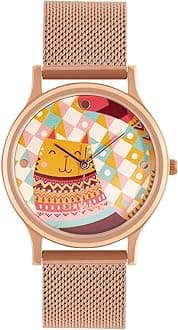 TEAL BY CHUMBAK Round Dial Analog Watch for Women|Chevron Collection| Stainless Steel Strap|Gifts for Women/Girls/Ladies |Stylish Fashion Watch for Casual/Work