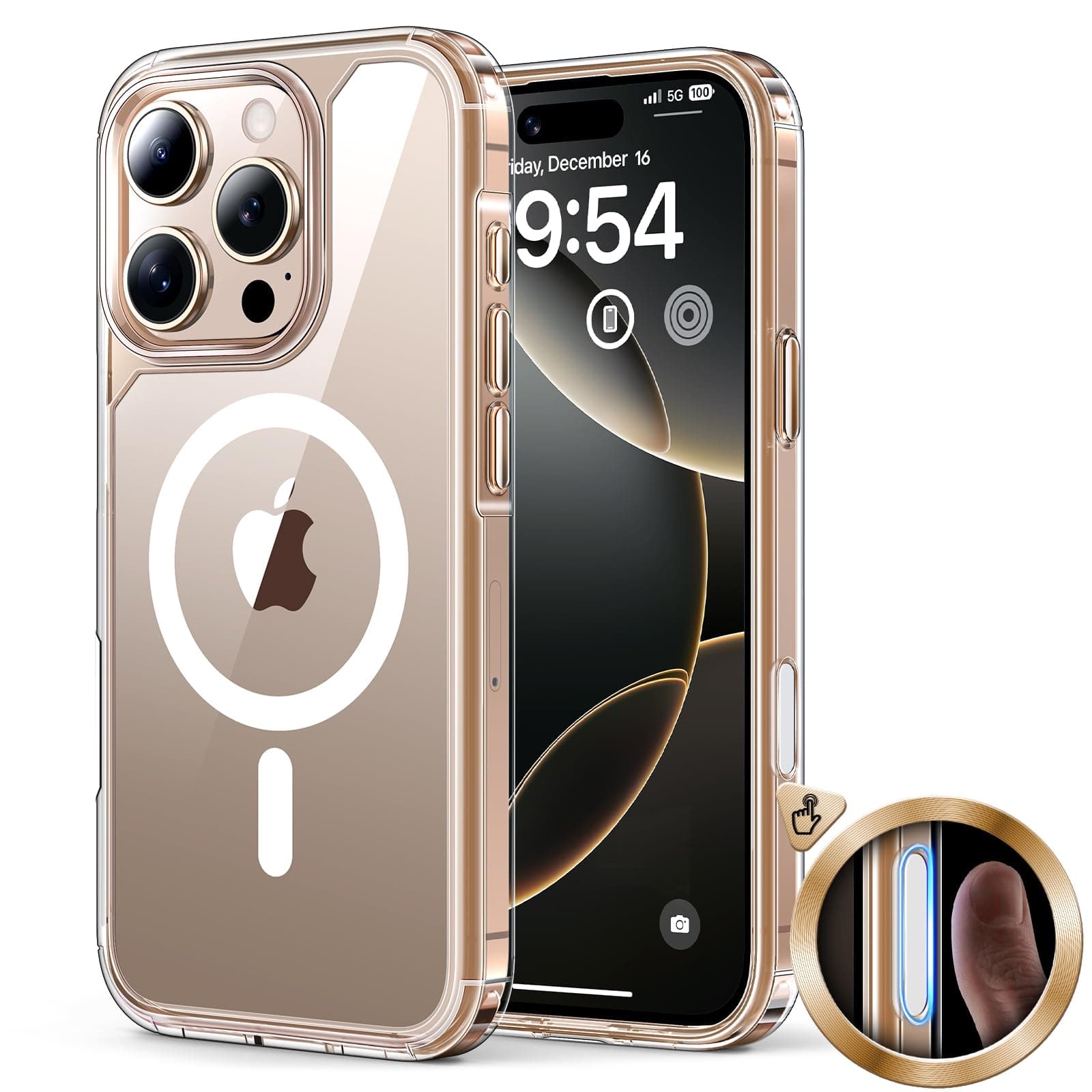 TAURI for iPhone 16 Pro Case with Camera Control Capture Button, Compatible with MagSafe [Not-Yellowing], 16FT Military-Grade Protection, Slim Magnetic Phone Case for iPhone 16 Pro 6.3", Clear