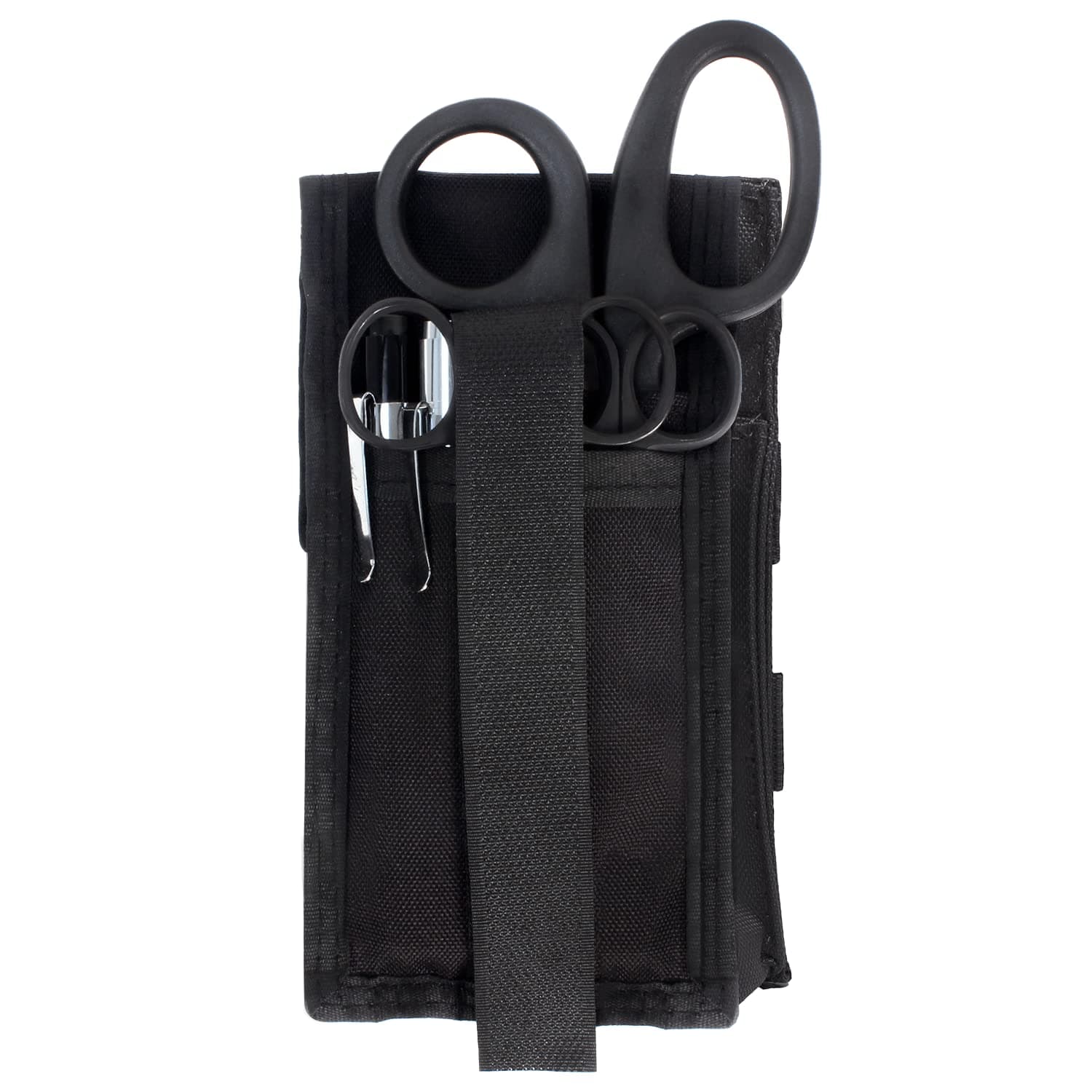 MediTac Premium First Aid Shears EMT Scissors Combo Pack (With Autoclavable 7-1/4" Titanium Bonded Shear) With Holster - Tactical Black