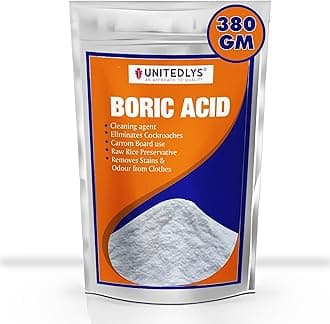 Unitedlys 380g Boric Acid Powder for Cockroaches Control | Multi Purpose Cleaner Powder for Household Cleaning, Carrom Board Use & Rice Storage Protection | Effective & Safe Stain Remover for Kitchen