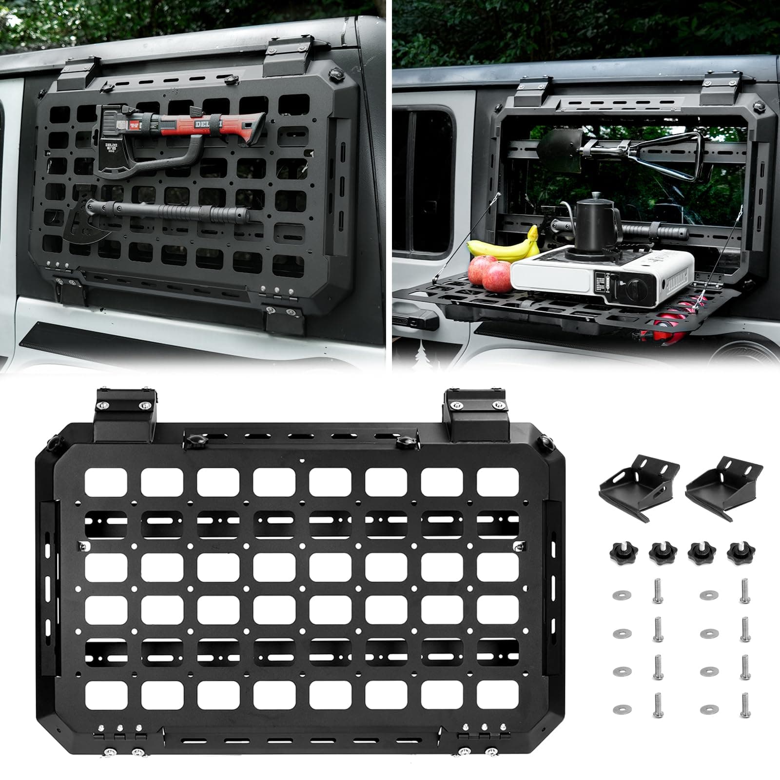 Z8 Rear Window Storage Panel Kit,Modular Tactical Molle Platform Compatible with 2018-2024 Jeep Wrangler JL & JLU 4 Doors,Left & Right Rear Window Install,Camping Gear, Off-Road Accessories