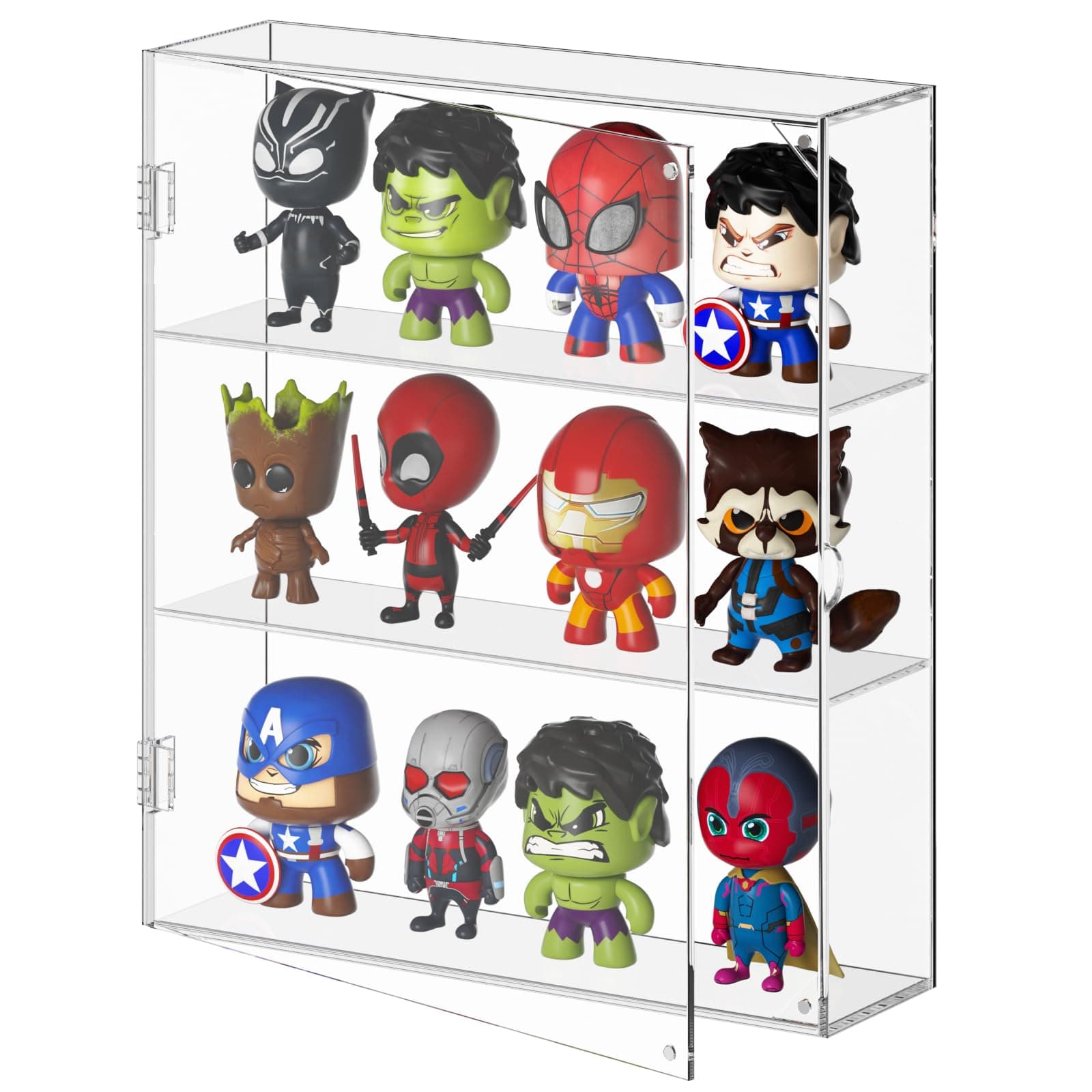 Acrylic Display Case for Mini Funko Pop Figures, Clear Wall Mounted or Desktop 3 Layer Storage Cabinet Organizer for Mini Funko Pop Figures,Collections,Dustproof Display Case for Toys Rock Stone