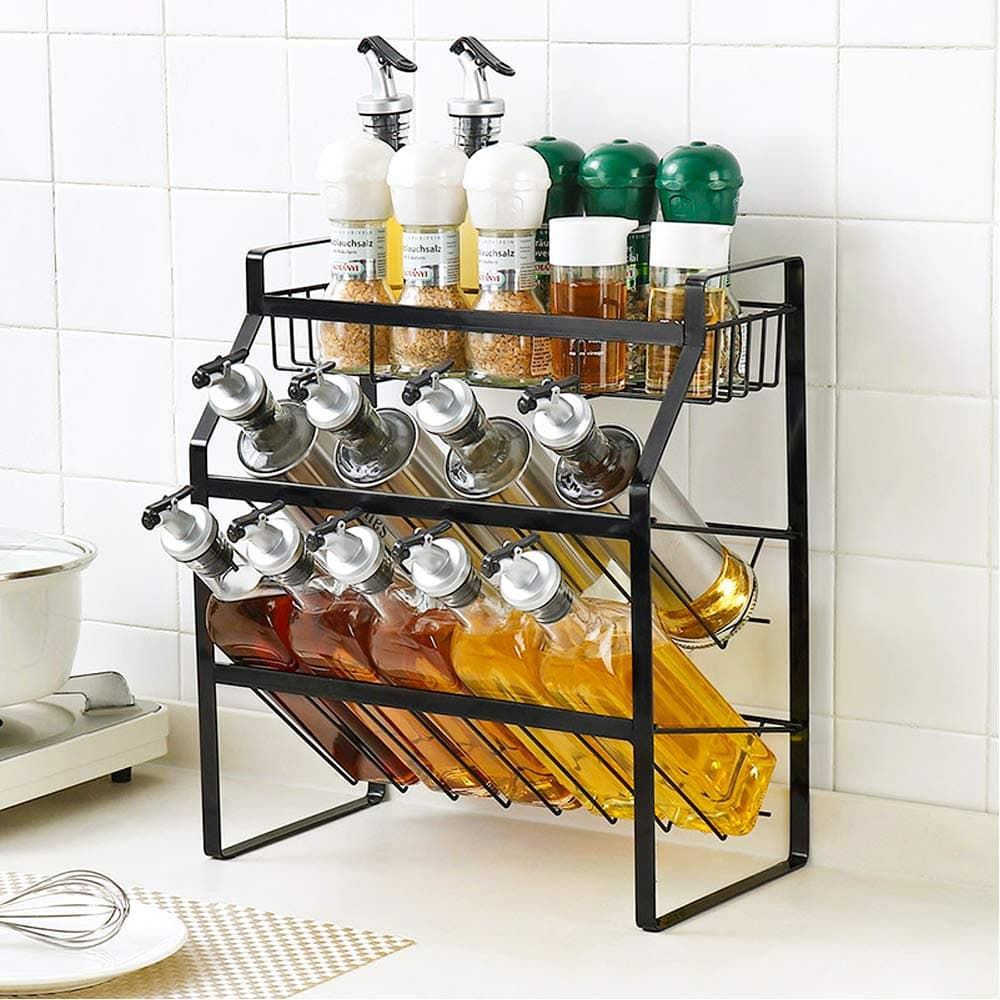 Tomorotec 3-Tier Compact Size Kitchen Spice Organizer Shelf Rack Storage, Bar Storage Cabinet Organization, Kitchen Counter & Cabinet Shelf Organizer