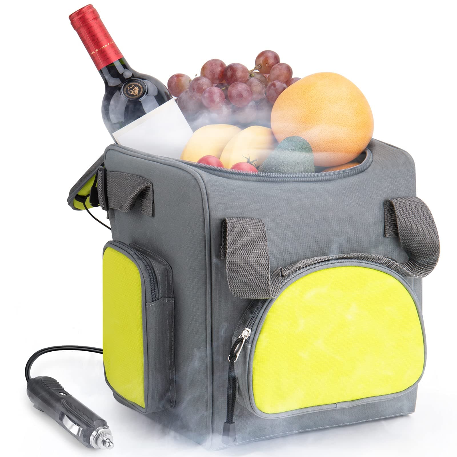 15-Quart Car Cool Box with Plug, 14L Compact Electric Cooler, 12V Mini Fridge Portable for Camping, Soft Luggage