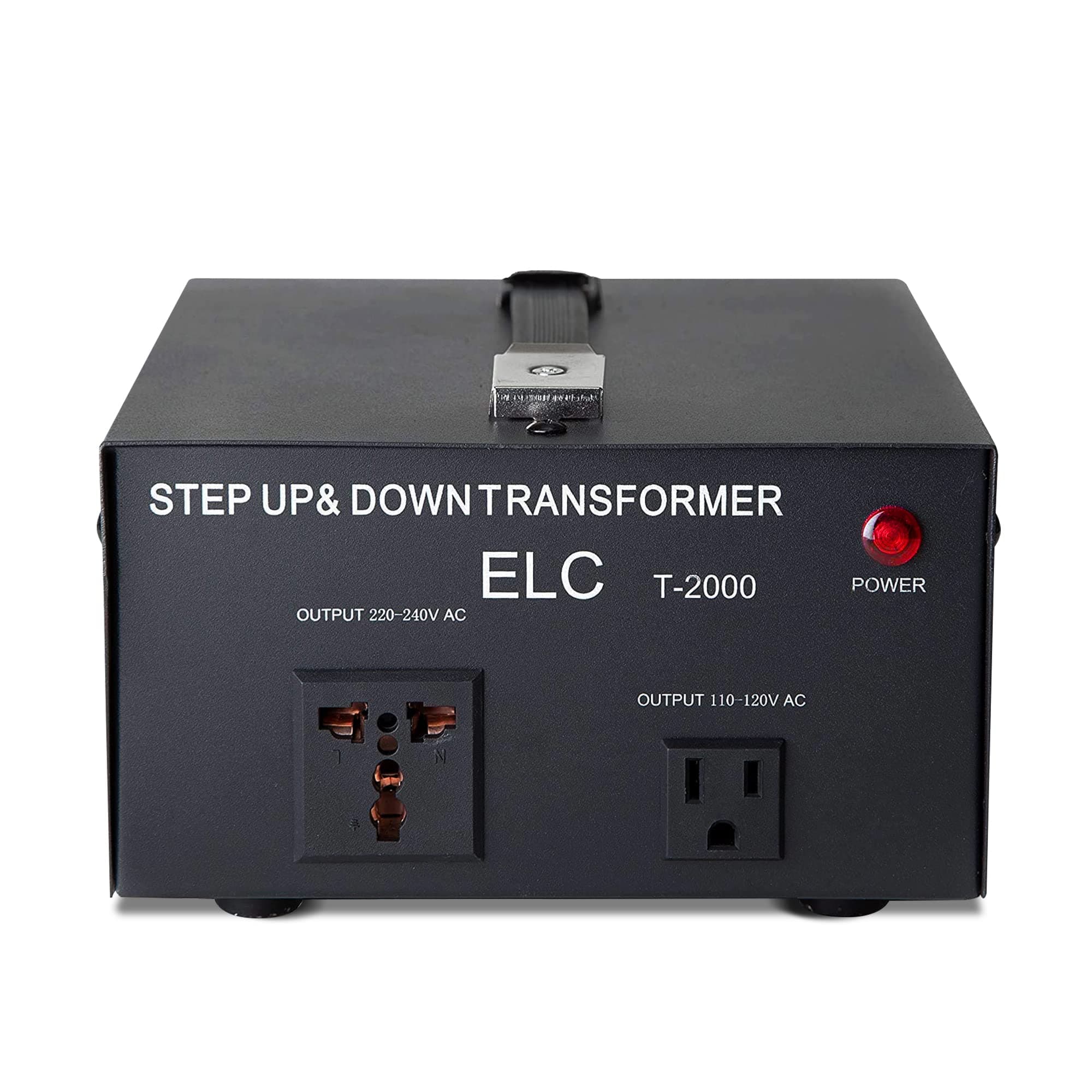 ELC T-2000 2000-Watt Voltage Converter Transformer - Step Up/Down - 110V/220V - Circuit Breaker Protection [3-Years Warranty]