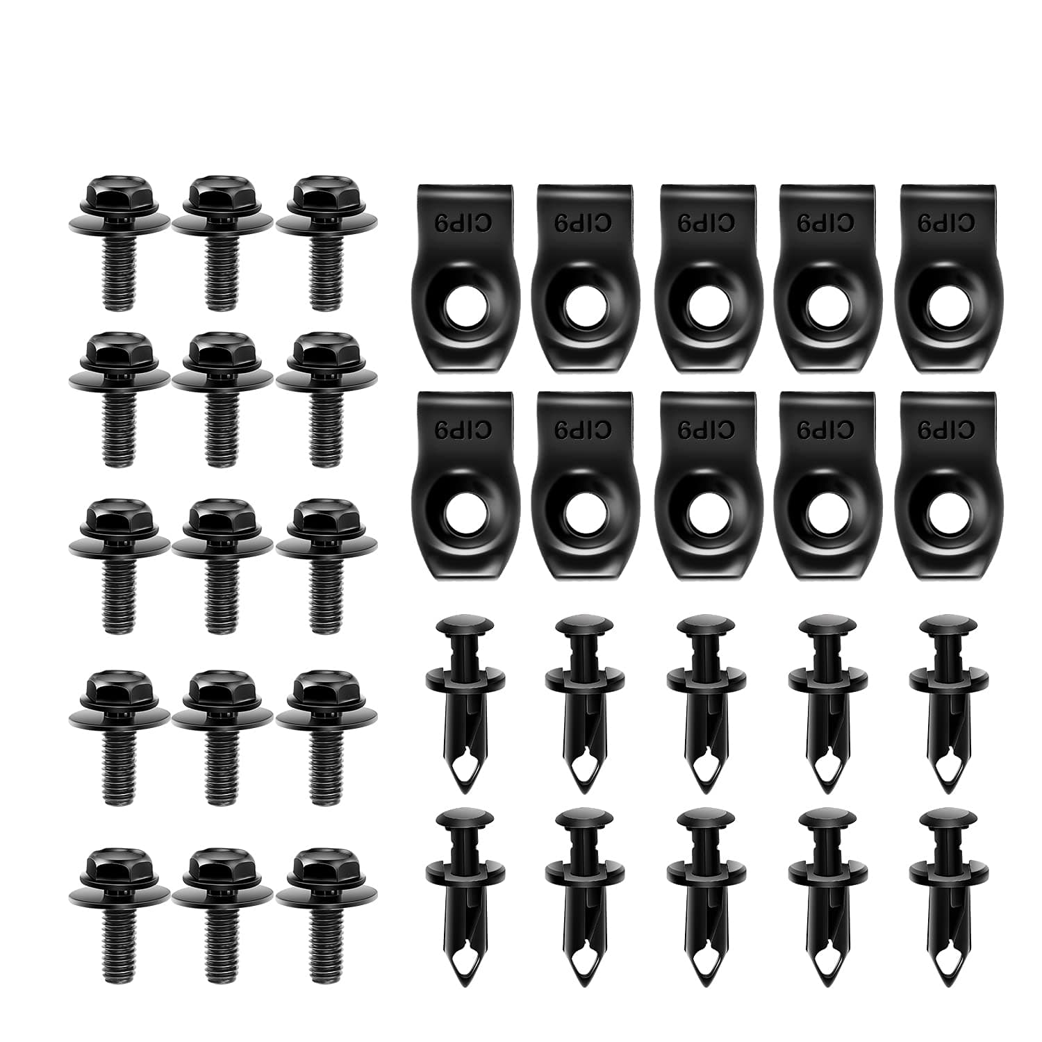 GRC-70 35PCS Engine Under Cover Splash Shield Guard Body Bolts Bumper Fender Liner Push Retainer Fastener Rivet Clips, black