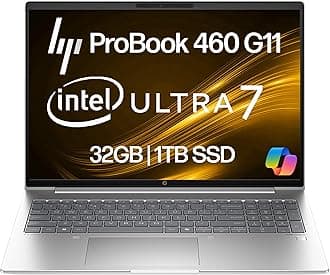 ProBook 460 G11 Business Laptop 16” FHD+ Display, Intel Core Ultra 7 155U (Beats i7-1355U), 32GB DDR5 RAM, 1TB NVMe, Wi-Fi 6E, RJ-45, Webcam, Backlit Keyboard, Win 11 Pro - Pike Silver Plastic