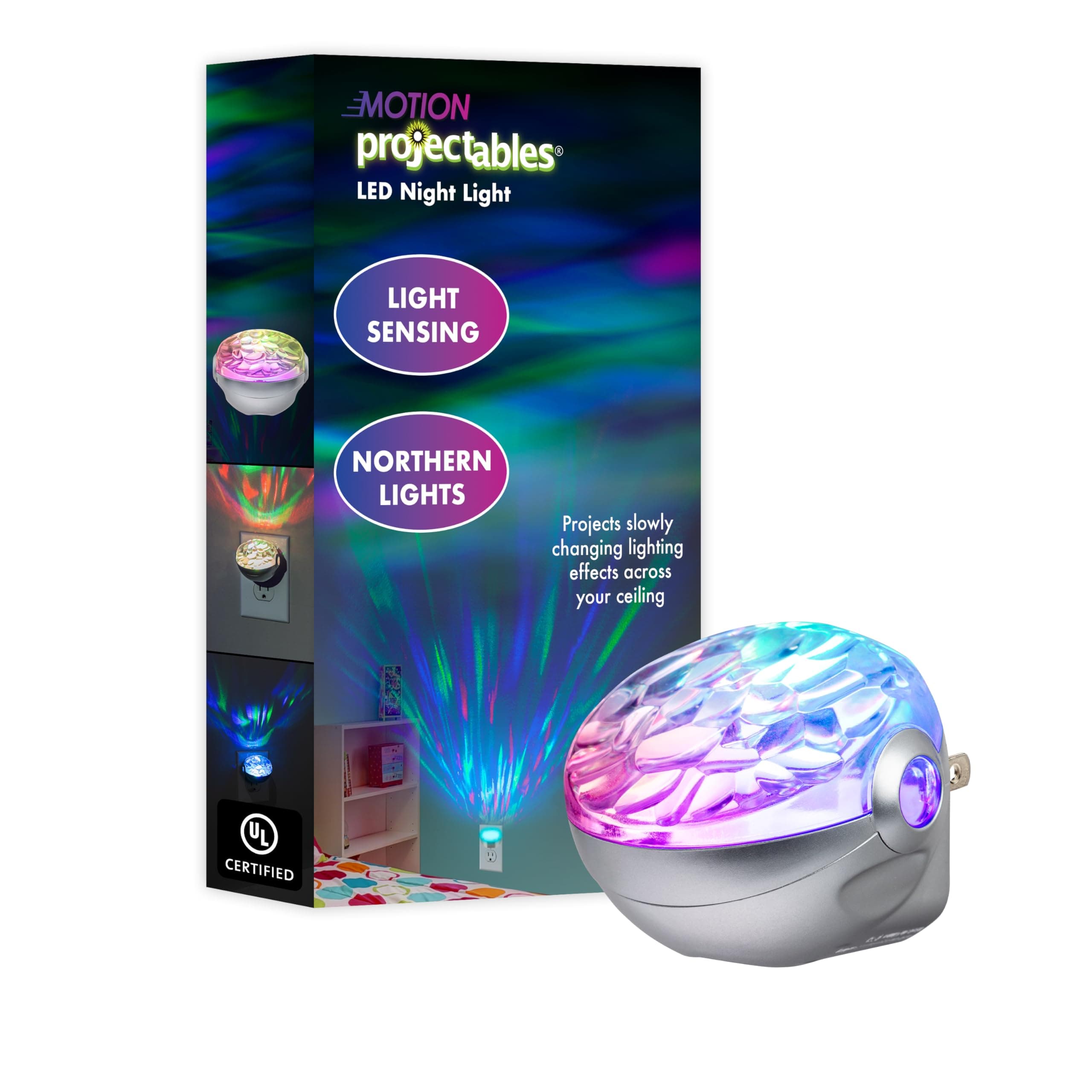 Projectables Northern Lights LED Projection Night Light with Moving Atmospheric Effects, 30404, Aurora Borealis Motion Effects Project Onto Wall and Ceiling