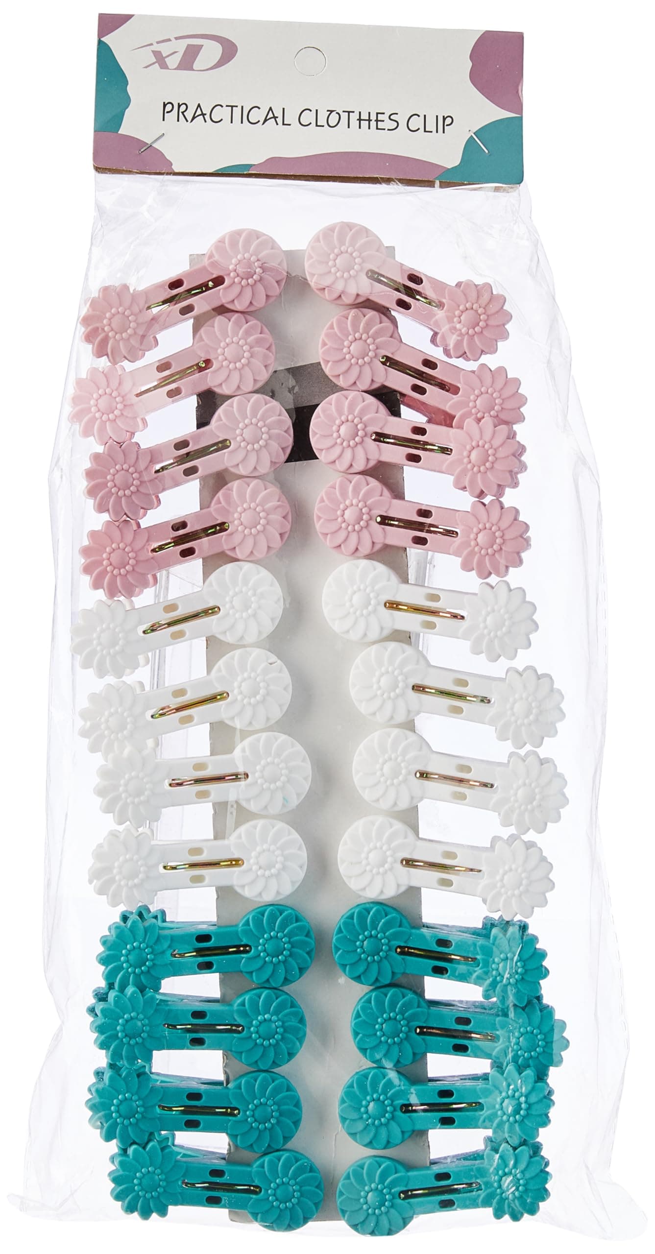 GLUN® Plastic Cloth Clips for Drying Clothes, 24 Piece Multipurpose Pins for Indoor and Outdoor Use, Strong and Durable Clips