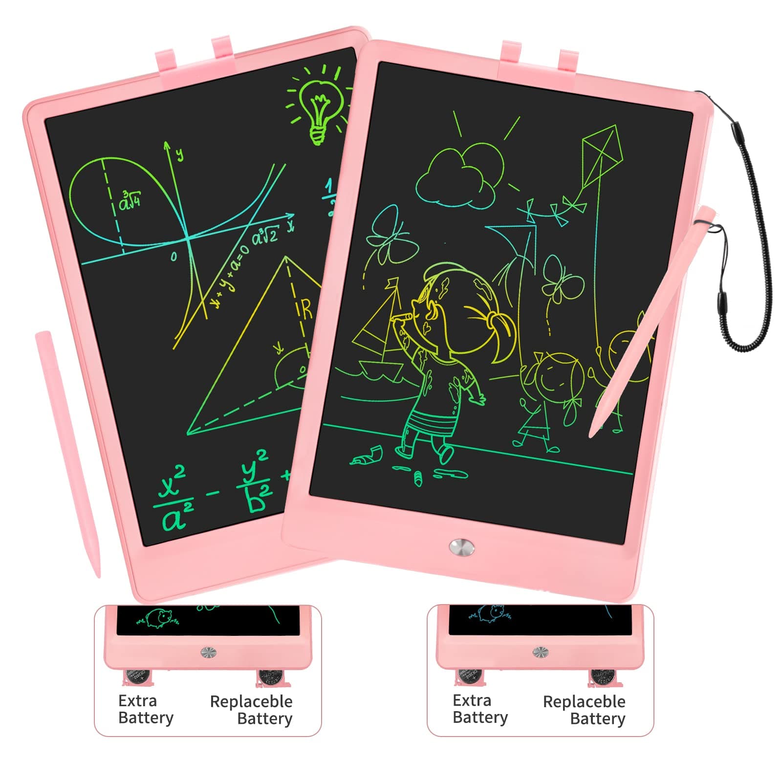 PYTTUR 10 Inch LCD Writing Tablet for Kids 2 Pack Learning Drawing Tablets Reusable Toddler Educational Drawing Pad for Kids Christmas Birthday Gifts for Boys Girls (2 Pink)