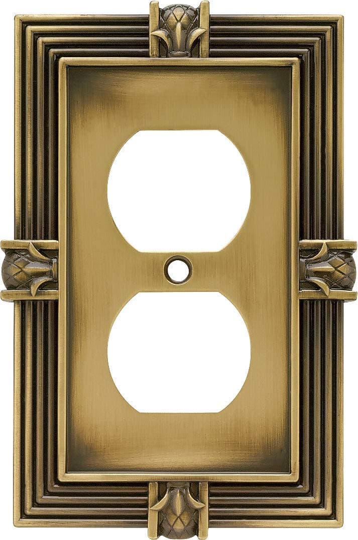 Franklin Brass 64472 Pineapple Single Duplex Outlet Wall Plate/Switch Plate/Cover, Tumbled Antique Brass