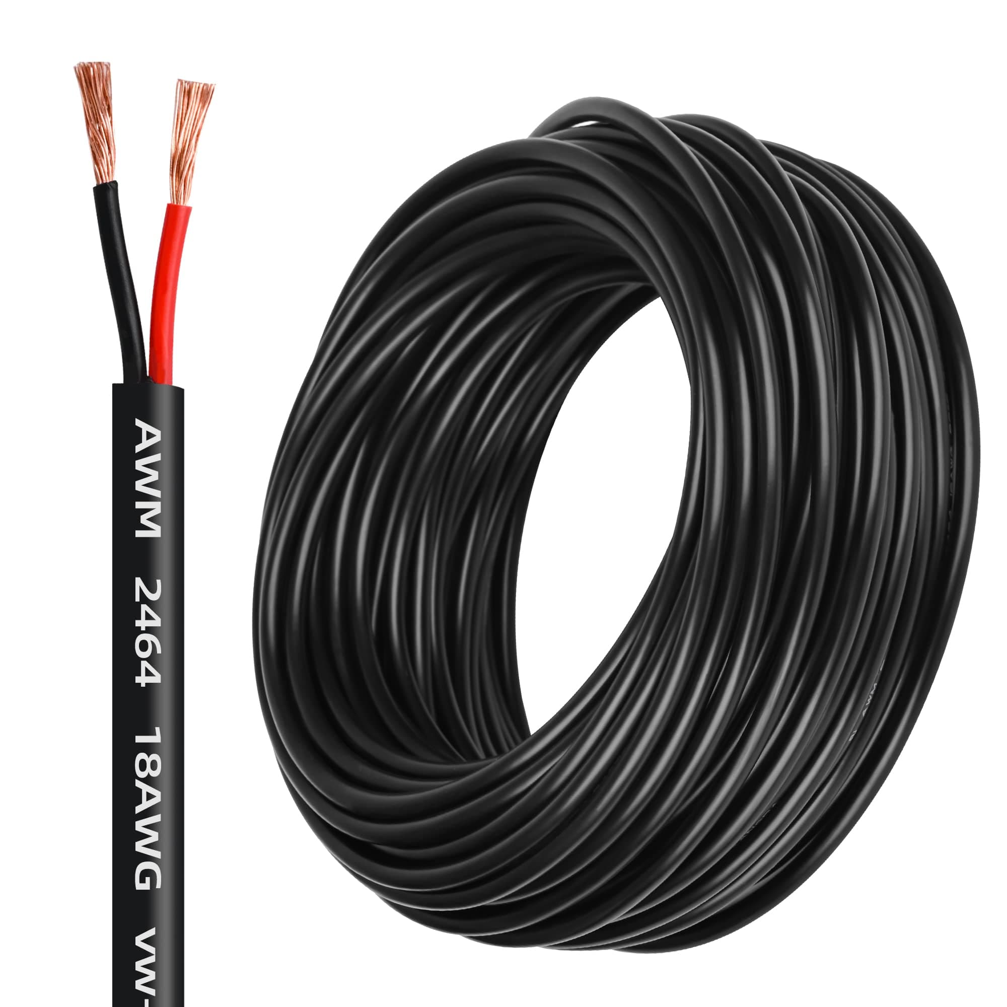 18 Gauge Wire 2 Conductor,18 AWG Electrical Wire Stranded PVC Cord Oxygen-Free Copper Cable,26FT 2 Core Pure Copper Flexible Cable Wire for LED Lamp Lighting Strips Automotive (18AWG-2C, 26FT)…