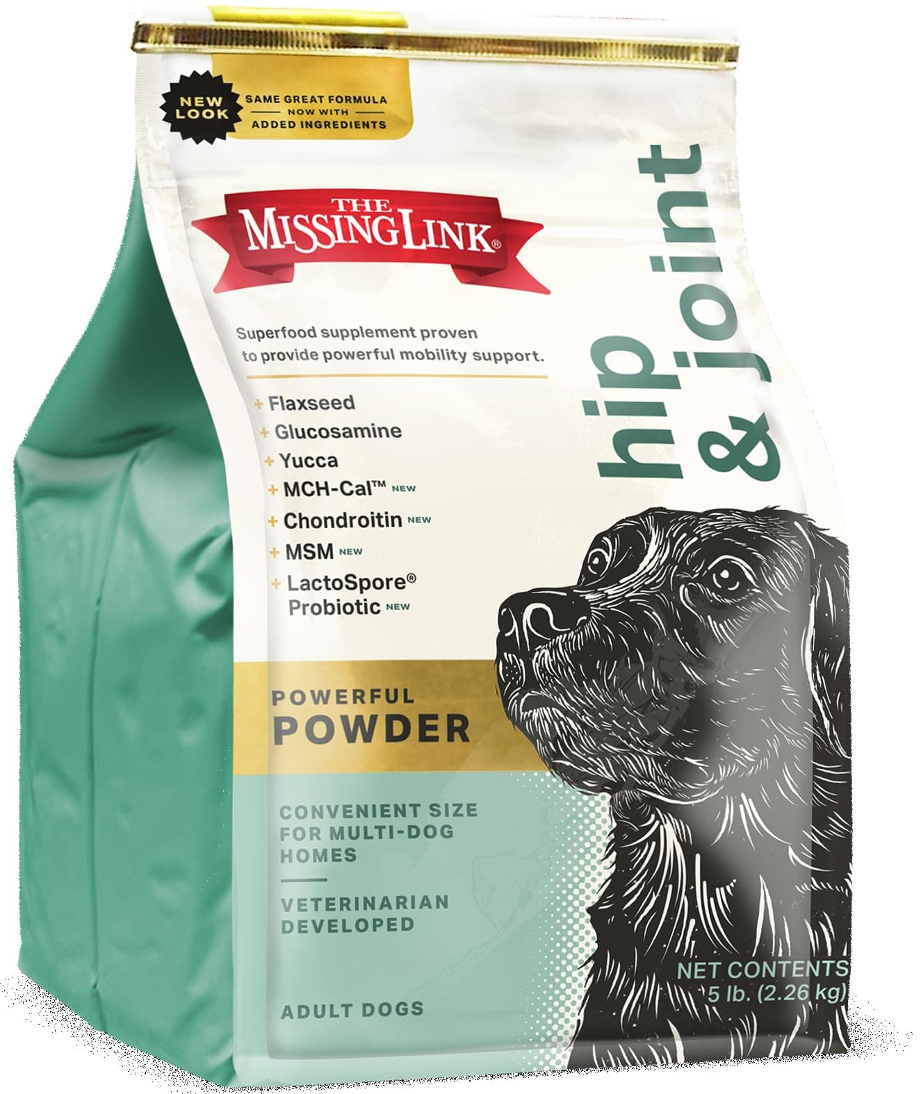 The Missing Link Original Hips & Joints Powder, All-Natural Veterinarian Formulated Superfood Dog Supplement, Balanced Omegas 3 & 6 + Glucosamine + Dietary Fiber for Mobility & Digestive Health, 5lb