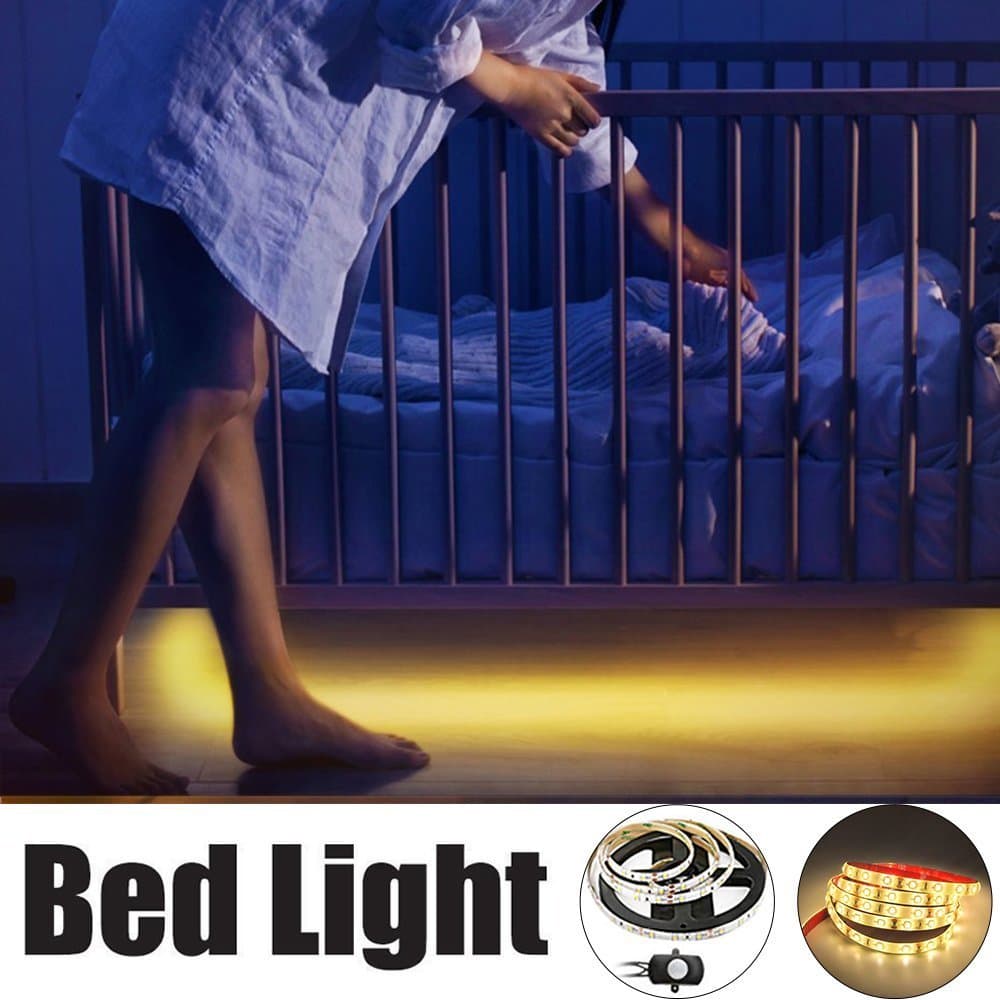 LEBRIGHT Motion Activated Bed Light,1.5m Flexible LED Strip Motion Sensor Night Light Bedside Lamp Illumination with Automatic Shut Off Timer (3000k Warm White/Single Strip) [Energy Class A++]
