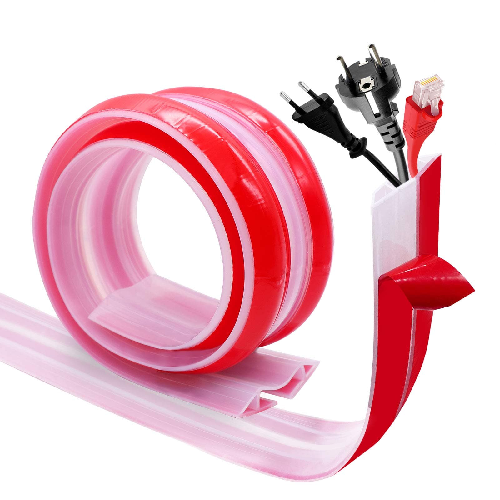 0.8 Meter Floor Cable Protector Cable Trunking Concealer Self-Adhesive Floor Cord Covers Perfect for Home, Office or Warehouse