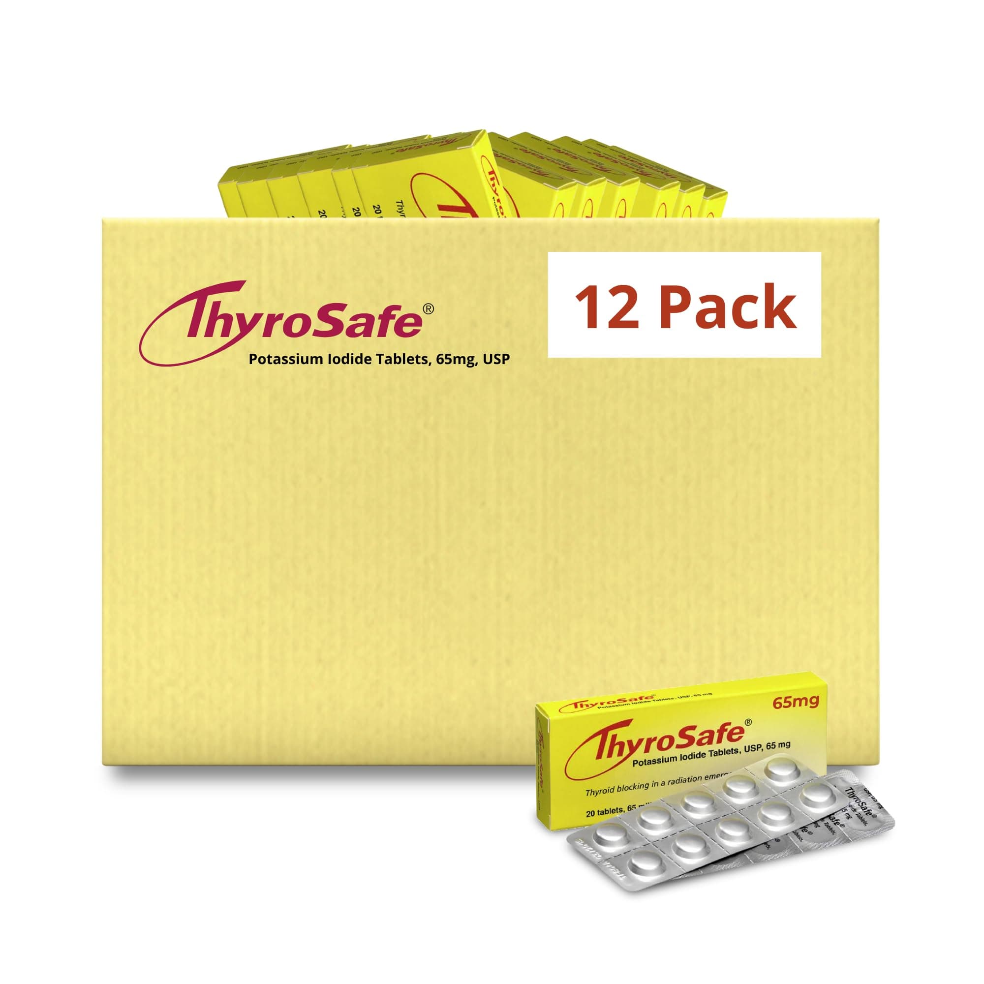 ThyroSafe 65mg Potassium Iodide Tablets (240 Pack) - Protects Your Thyroid from Nuclear Radiation Exposure