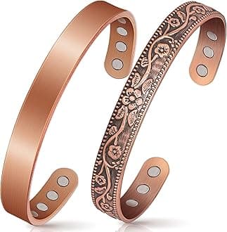 Copper Bracelets for Women Men: Lymph Detox Magnetic Bracelet, 100% Pure Copper Bracelet with 6 Magnets 3500 Gauss - Copper Jewelry Gifts