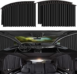 SELLERFLOR Car Curtain Slat Folding Window Sunshade Magnetic Car Side Window Sun Shade Slider for Audi|BMW|Honda|Hyundai|KIA|Mahindra|Maruti Suzuki|Mercedes-Benz|Skoda|TATA|Toyota|Volkswagen(Black)