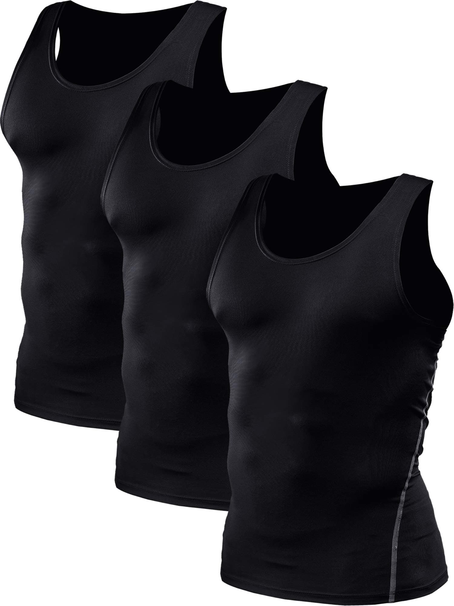 NELEUS Men's 3 Pack Athletic Compression Under Base Layer Sport Tank Top