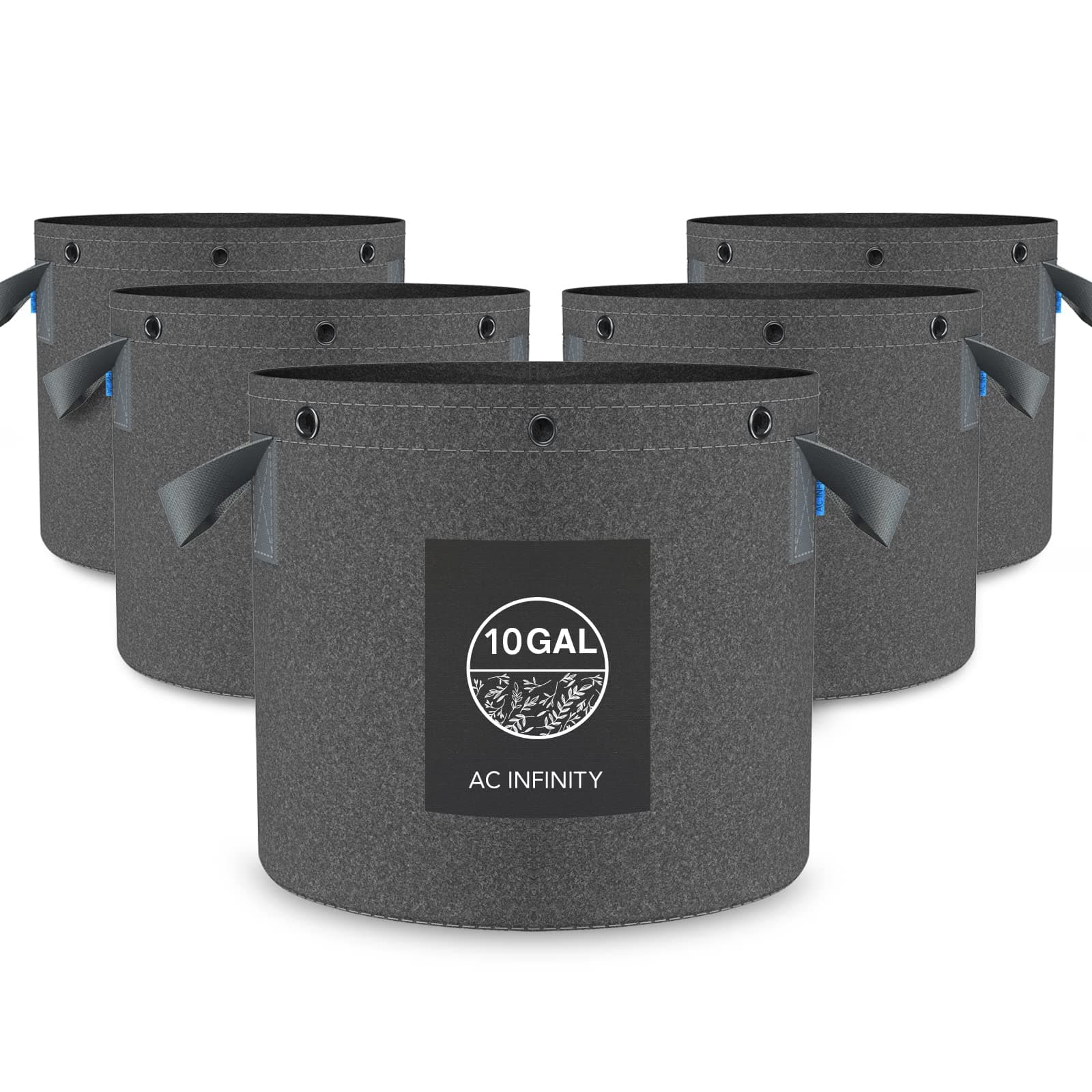 Heavy Duty Fabric Pots, 10 Gallon Aeration Reusable Grow Bags 5-Pack with 500G Thick Nonwoven Fabric and Multi-Purpose Rings, for Low Stress Plant Training Fruits, Vegetables, and Flowers