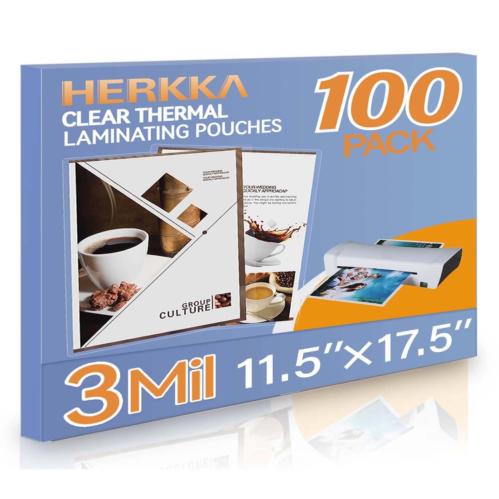 HERKKA 100 Pack Laminating Sheets, Hold 11 x 17 Inch Sheet, 3 Mil Clear Thermal Laminating Pouches 11.5 x 17.5 Inch Lamination Sheet Paper for Laminator, Round Corner