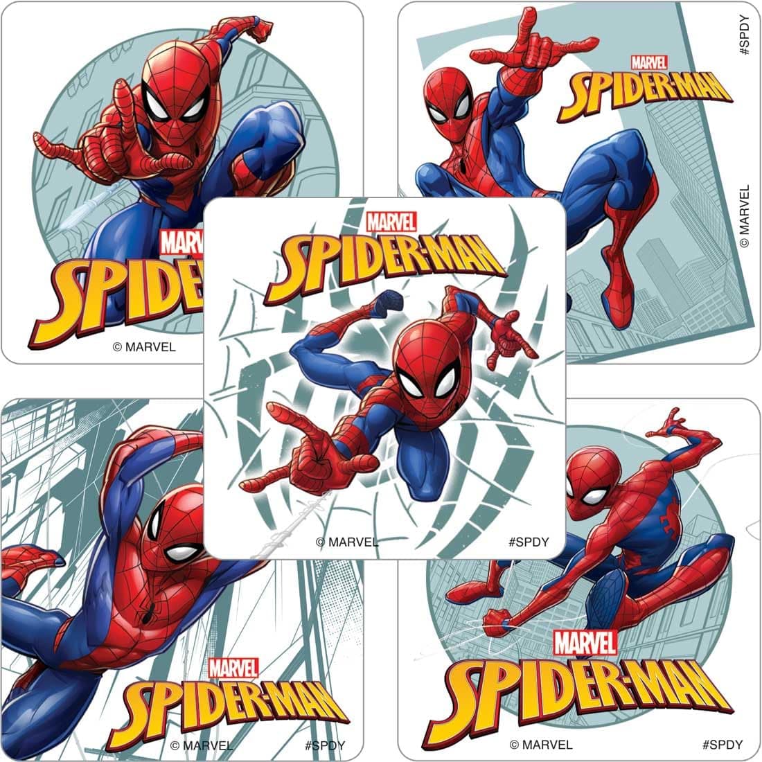 SmileMakers Ultimate Spiderman Stickers - 100 Pack Marvel Superhero | 5 Assorted Spider-Man Designs