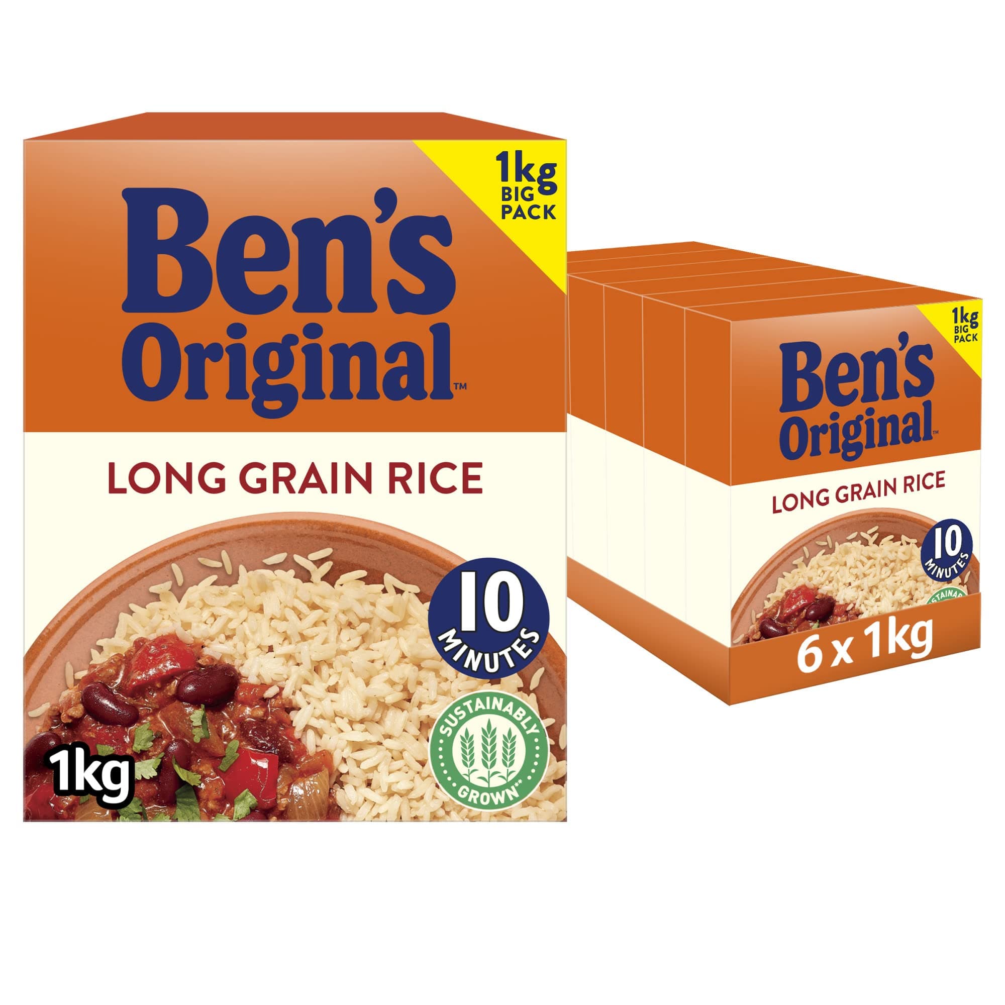 Long Grain Rice, Bulk Multipack 6 x 1kg boxes (Total 6kg)