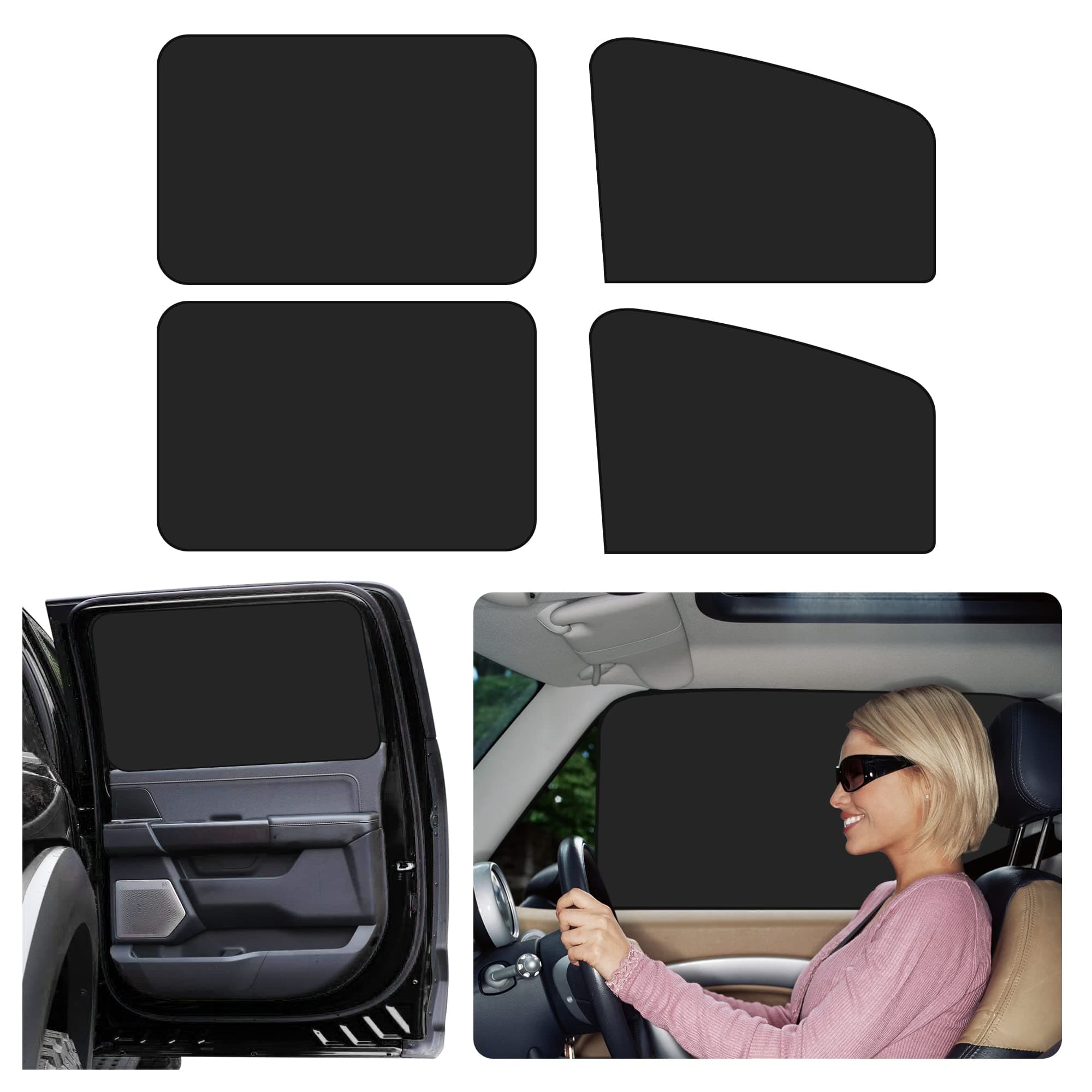 4Pack Car Window Shades with Magnets,Strong-Light Blocking&UV Protection Car Privacy Shades,Universal Essential Interior Accessories for Window Baby,Auto Camping and Napping Curtains (4PCS)