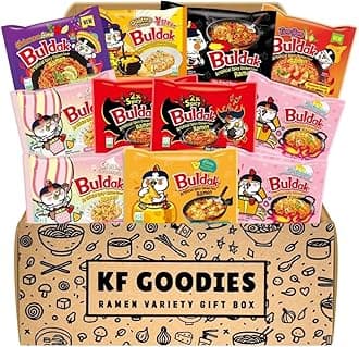 Korean Ramen Variety Pack Gift Box (11 Count) – Spicy Buldak Noodle Assortment for Birthdays, College Care Packages, Office Snacks, and Gift Baskets