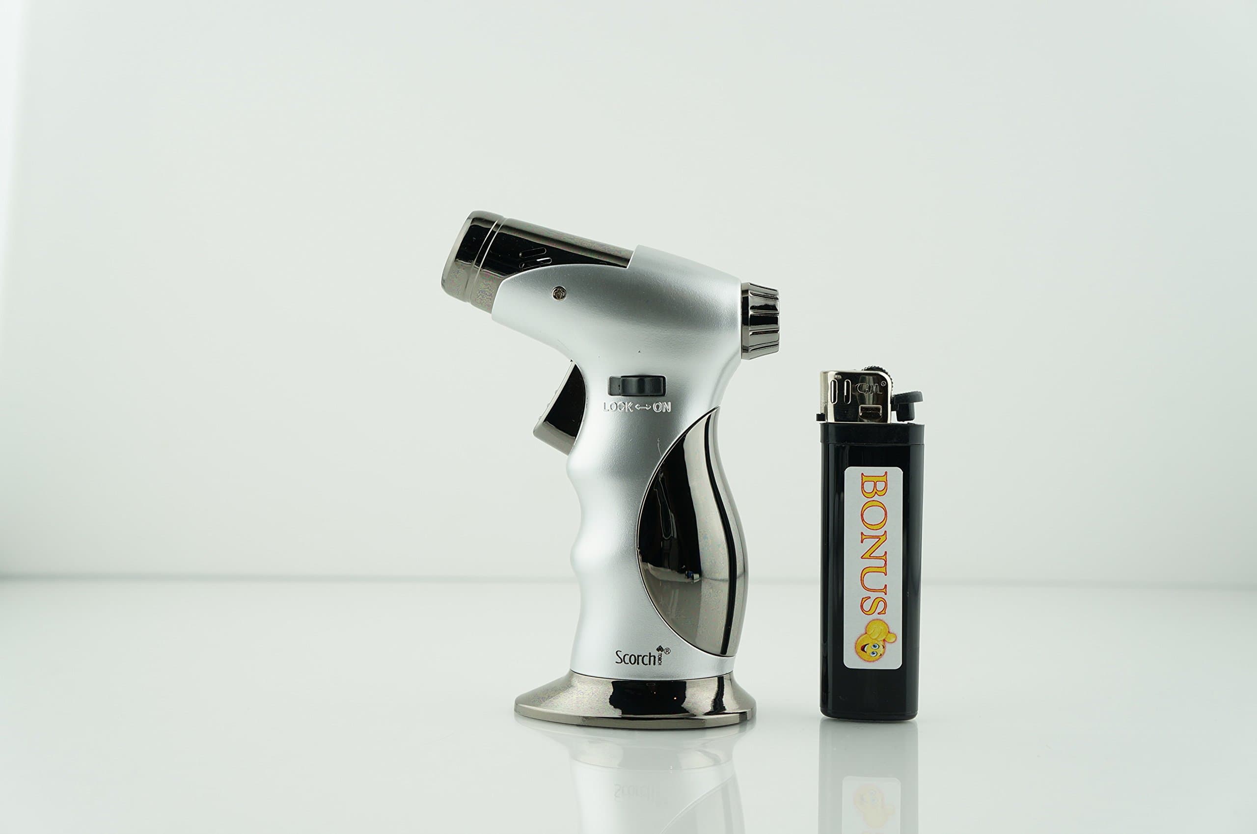 SCORCH REFILLABLE 4 Frames Torch Lighter Soft Ignition with Smiley Bonus Lighter